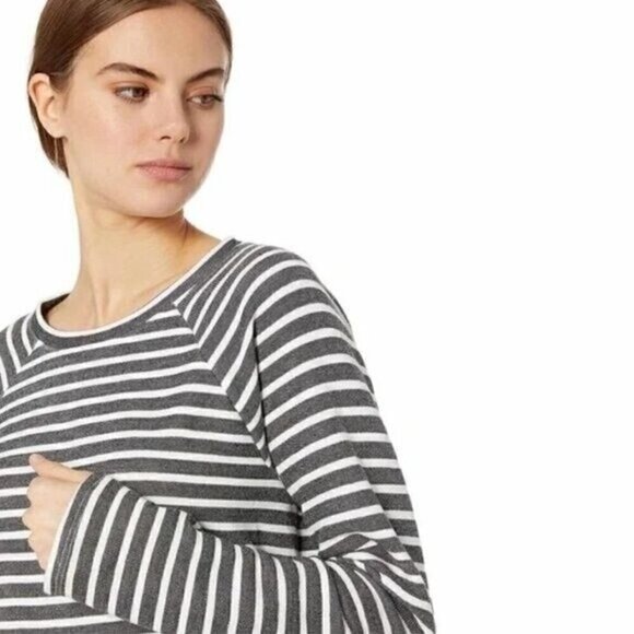 Beyond Yoga Sweatshirt Live Out Loud Striped Long Sleeve Cropped Popover  XS - Picture 2 of 4